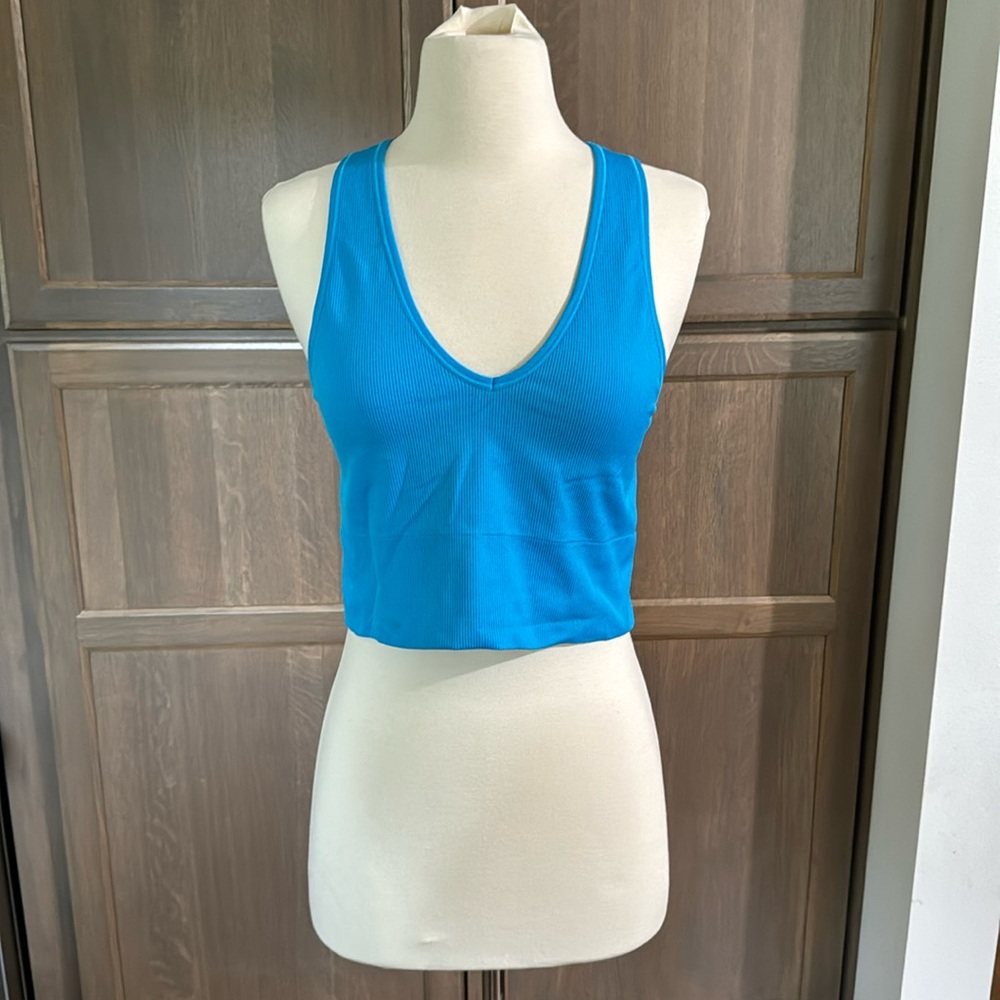 Athleta V-Neck Blue Activewear Top